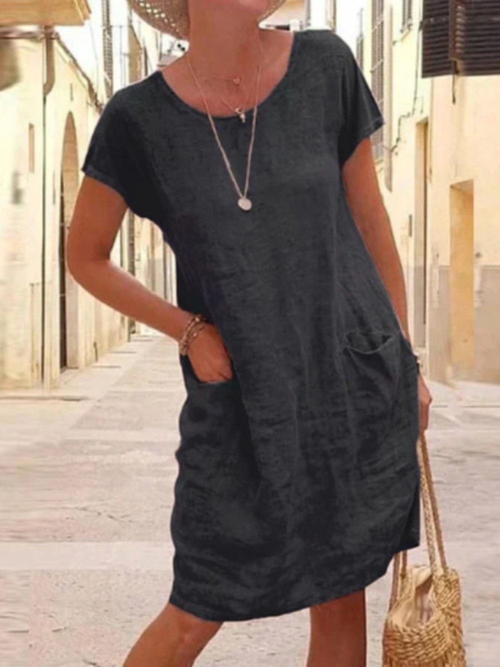 New w/o tags Darceylane Cotton Linen Dress large black